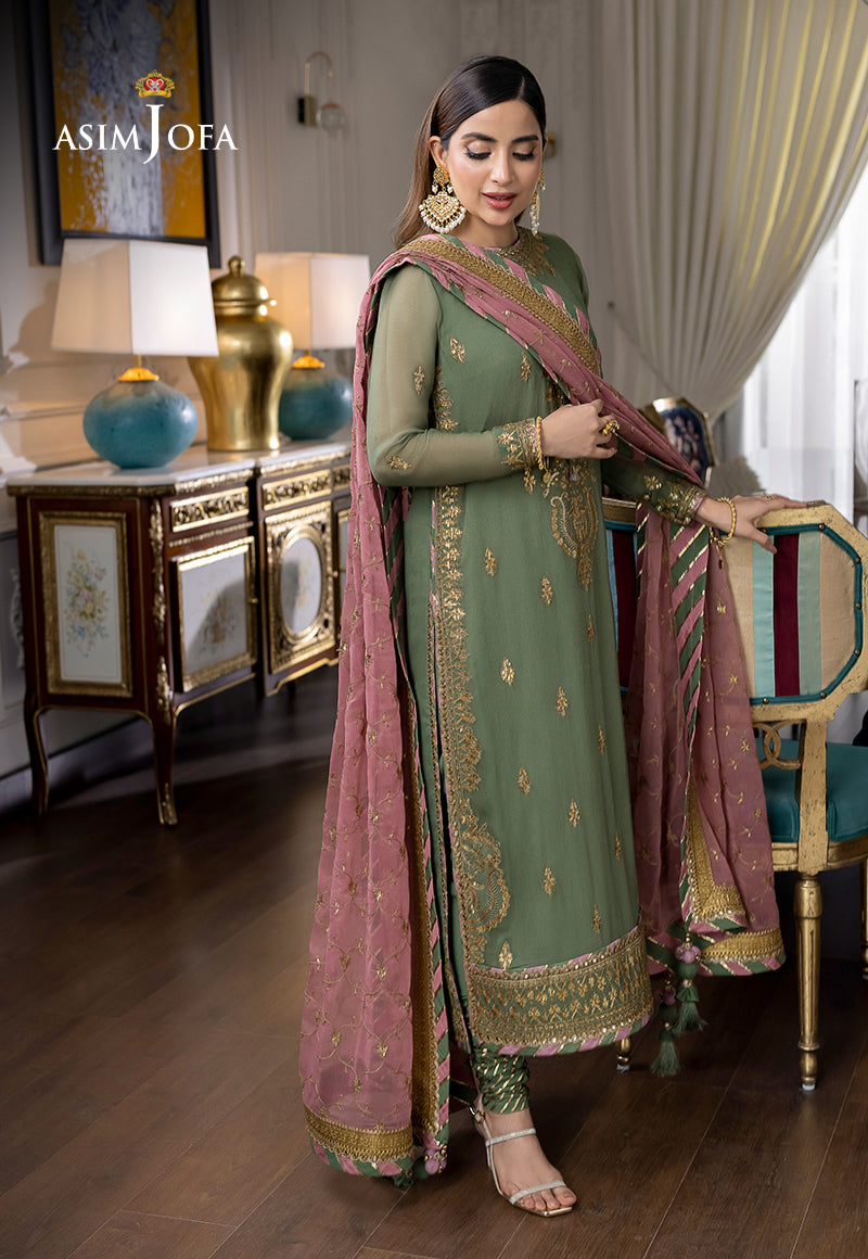 AJJM-19 EMBROIDERED CHIFFON , ORGANZA 3 PCS