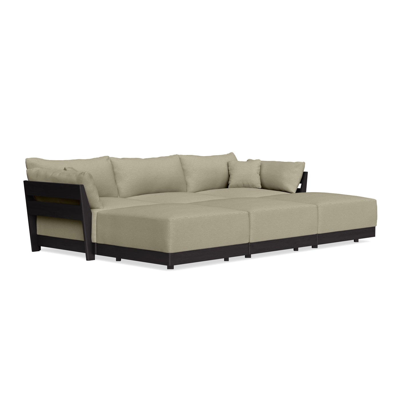 Modular Bondi Black 3-Seater Daybed Sofa Sectional in Cappuccino | Classic Blend
