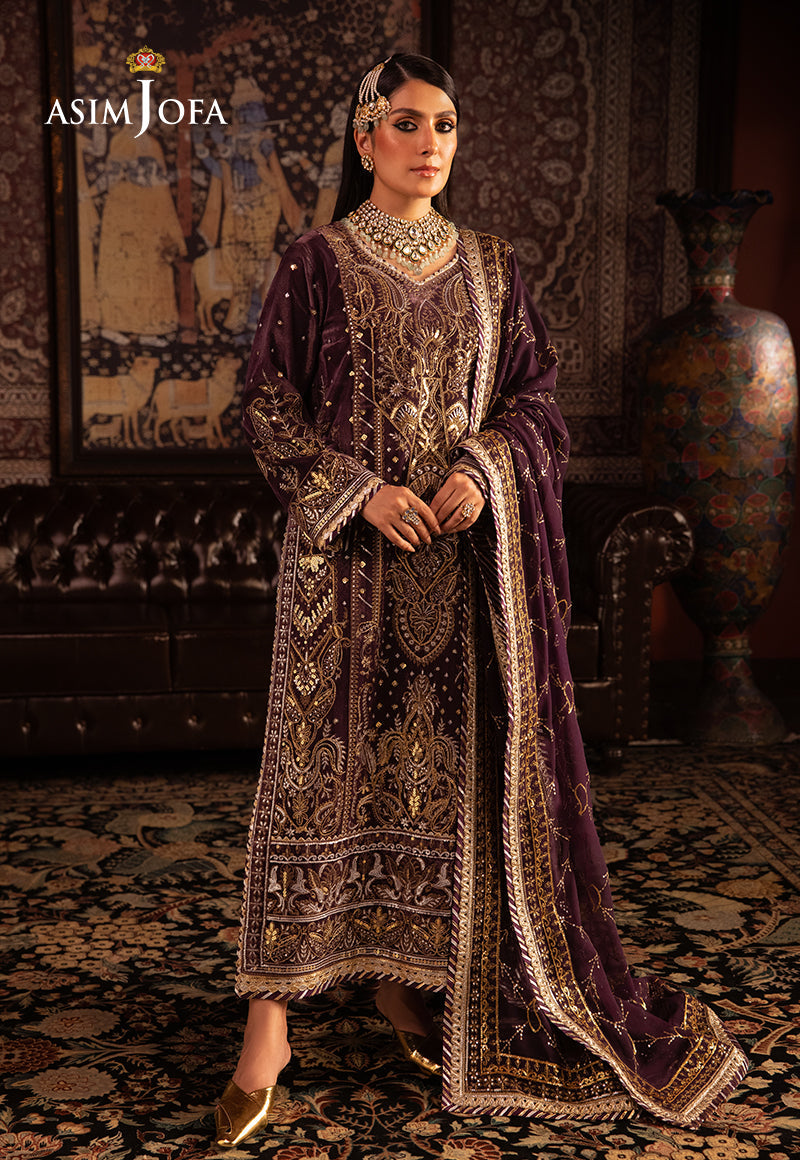 AJMMP-06 EMBROIDERED VELVET 3 PCS STITCHED