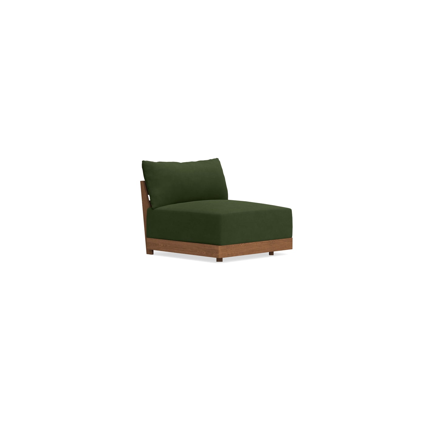 Modular Bondi Espresso Armless Chair in Tuscan Green | Memory Foam Blend
