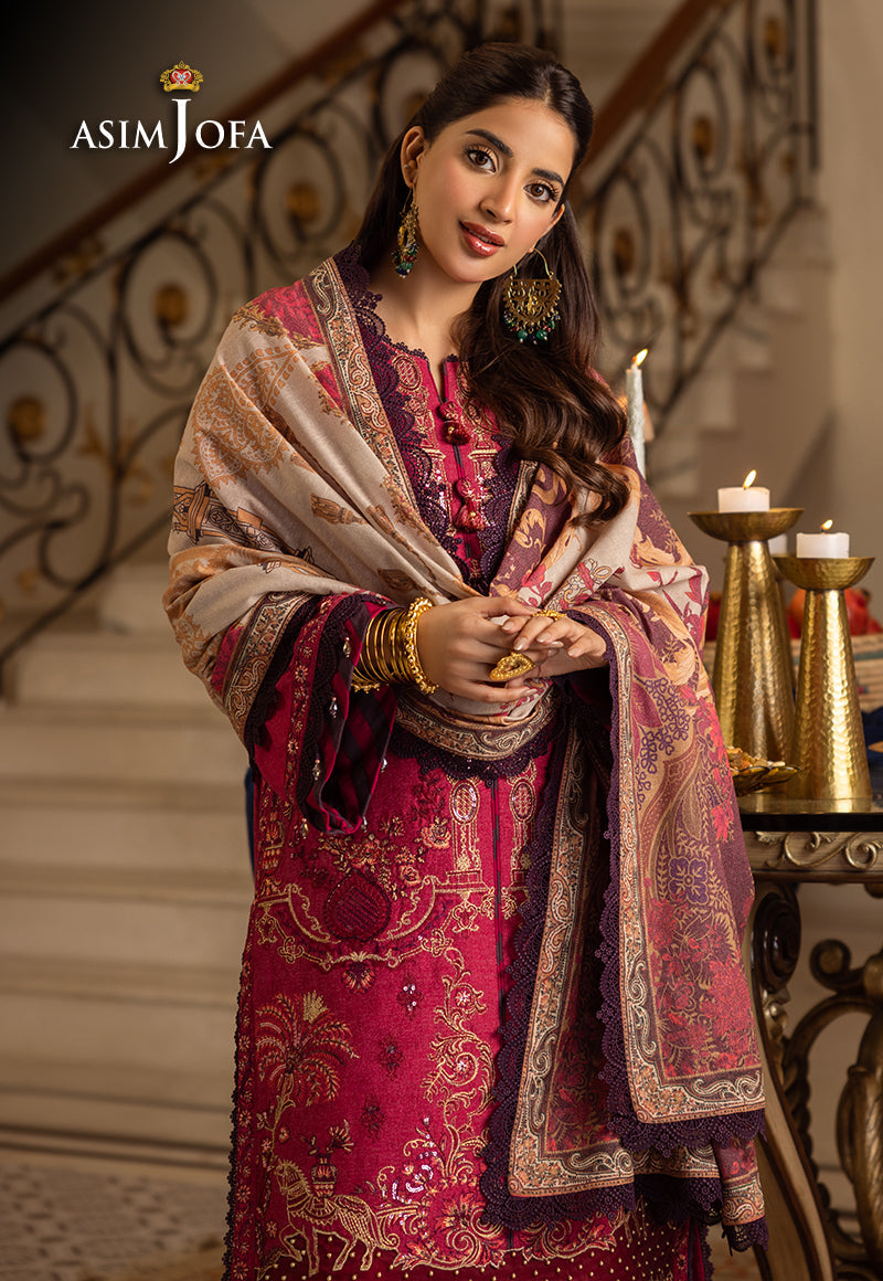 AJIWP-04 EMBROIDERED KARANDI 3 PCS STITCHED