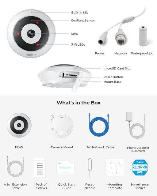 Reolink 6MP WiFi 360° Panoramic Fisheye Camera FE-W (White)