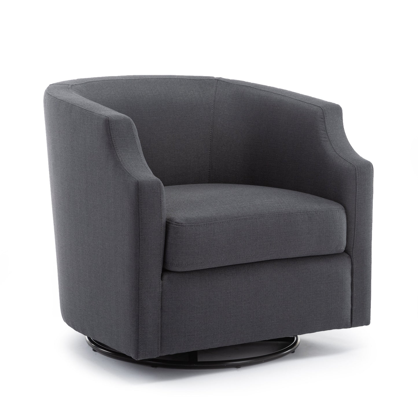 Crocoite Upholstered Barrel Chair with Clip Arms Design and 360-Degree Swivel