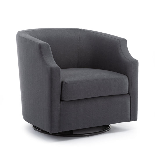 Crocoite Upholstered Barrel Chair with Clip Arms Design and 360-Degree Swivel