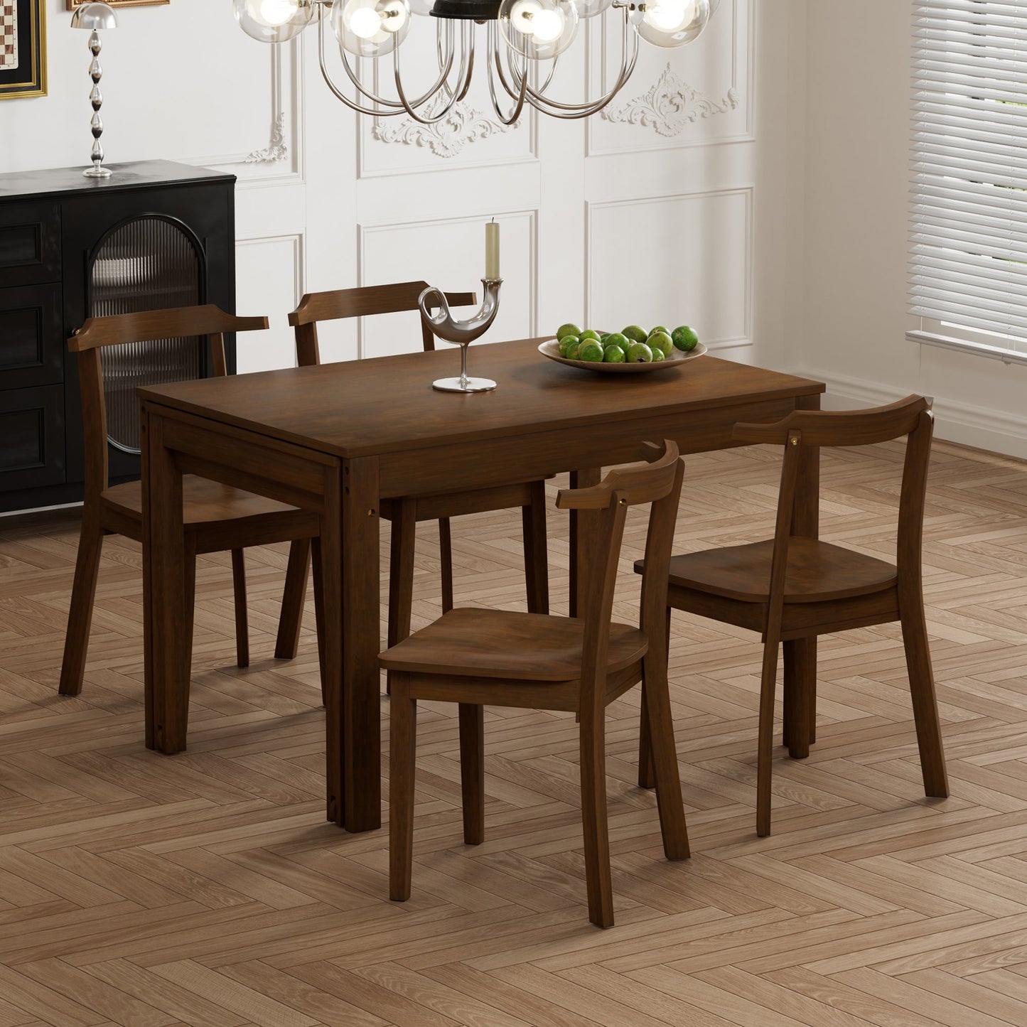 Holva 5-Piece Dining Set with Extendable Table and 4 Open Back Chairs
