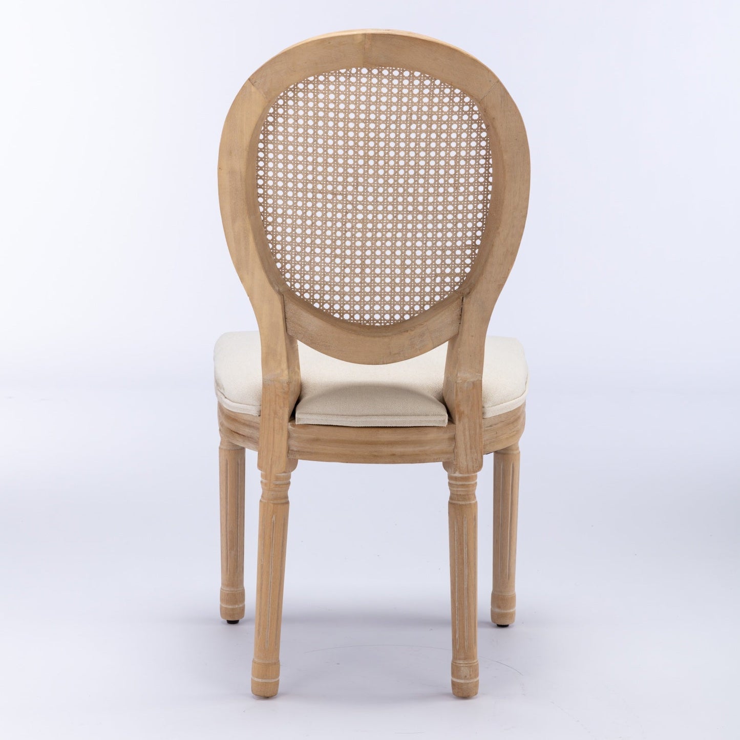 Dining Chair with Rattan Back and Seat Cushion, Set of 2