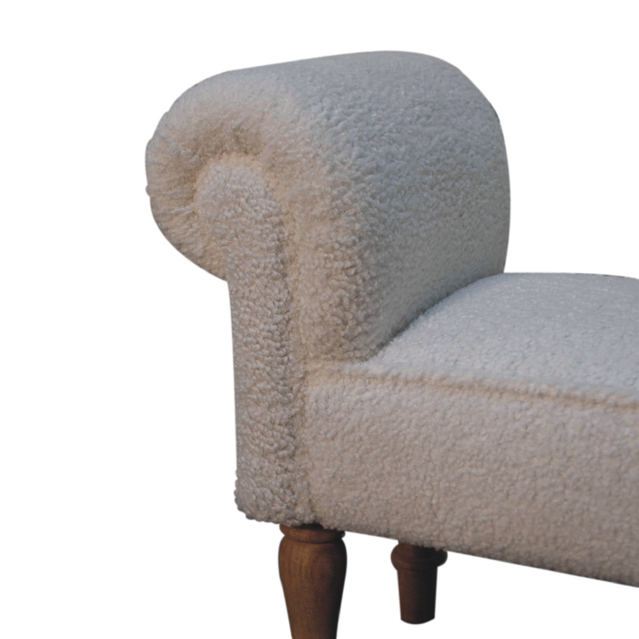 Upholstered Bench with Rolled Arms and Fluted Legs