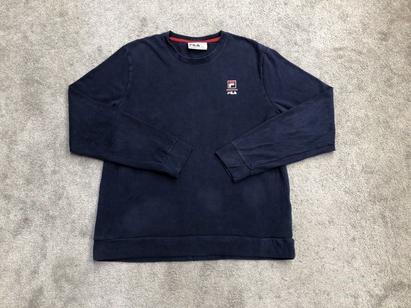 Fila Sweatshirt Mens Large Blue Crew Neck Pullover Sweater Long Sleeve Outdoor