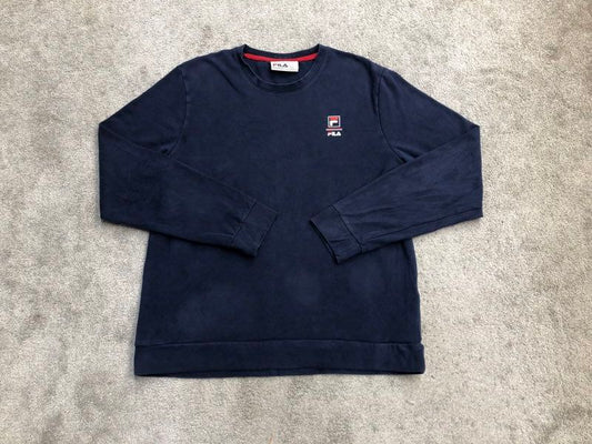 Fila Sweatshirt Mens Large Blue Crew Neck Pullover Sweater Long Sleeve Outdoor
