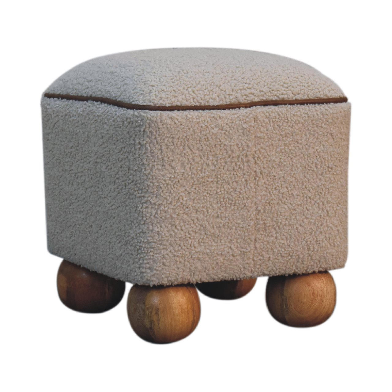 Enigmaaa Upholstered Footstool with Ball Feet and Square Shape