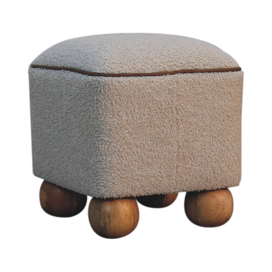 Enigmaaa Upholstered Footstool with Ball Feet and Square Shape