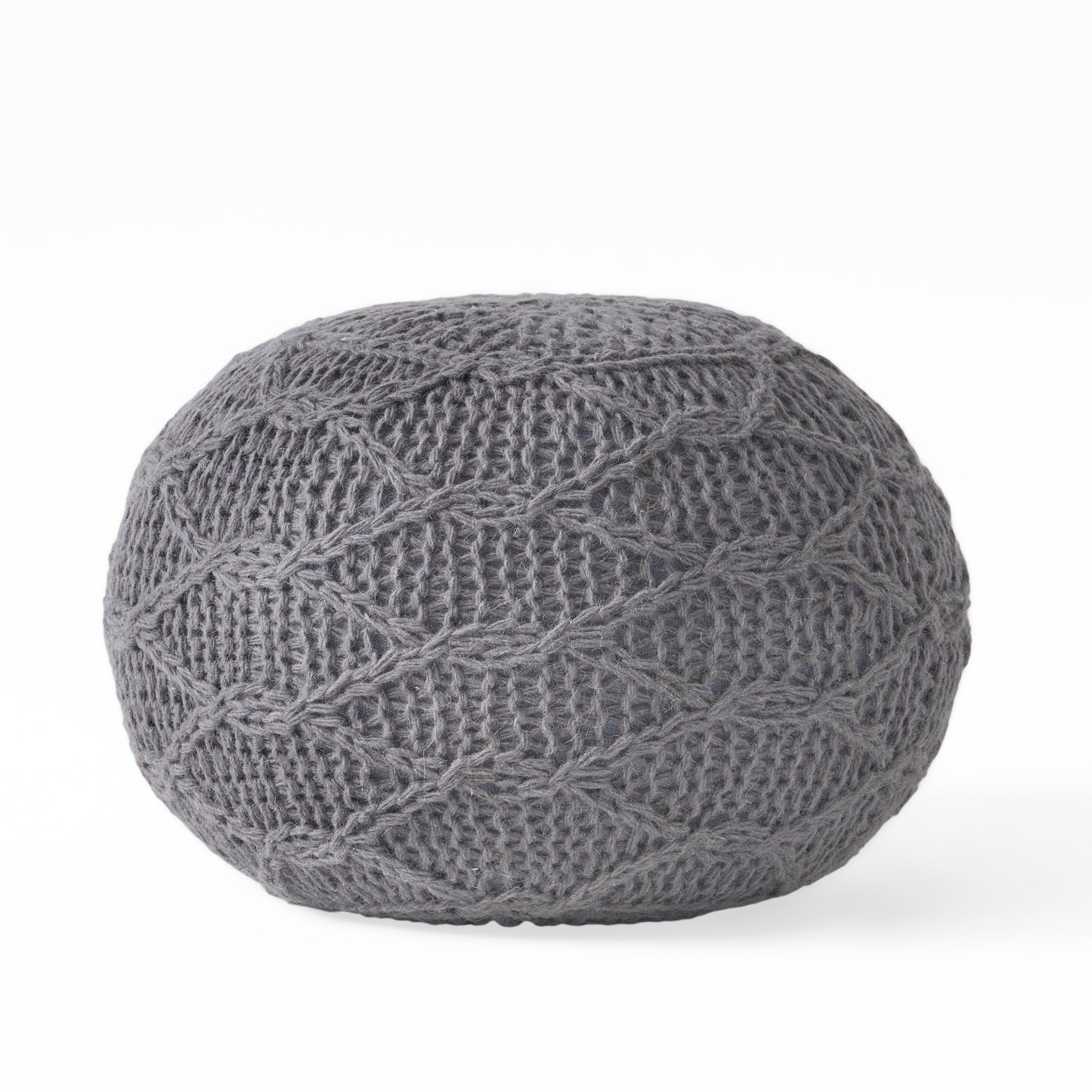 Splendid Round Knitted Wool Pouf