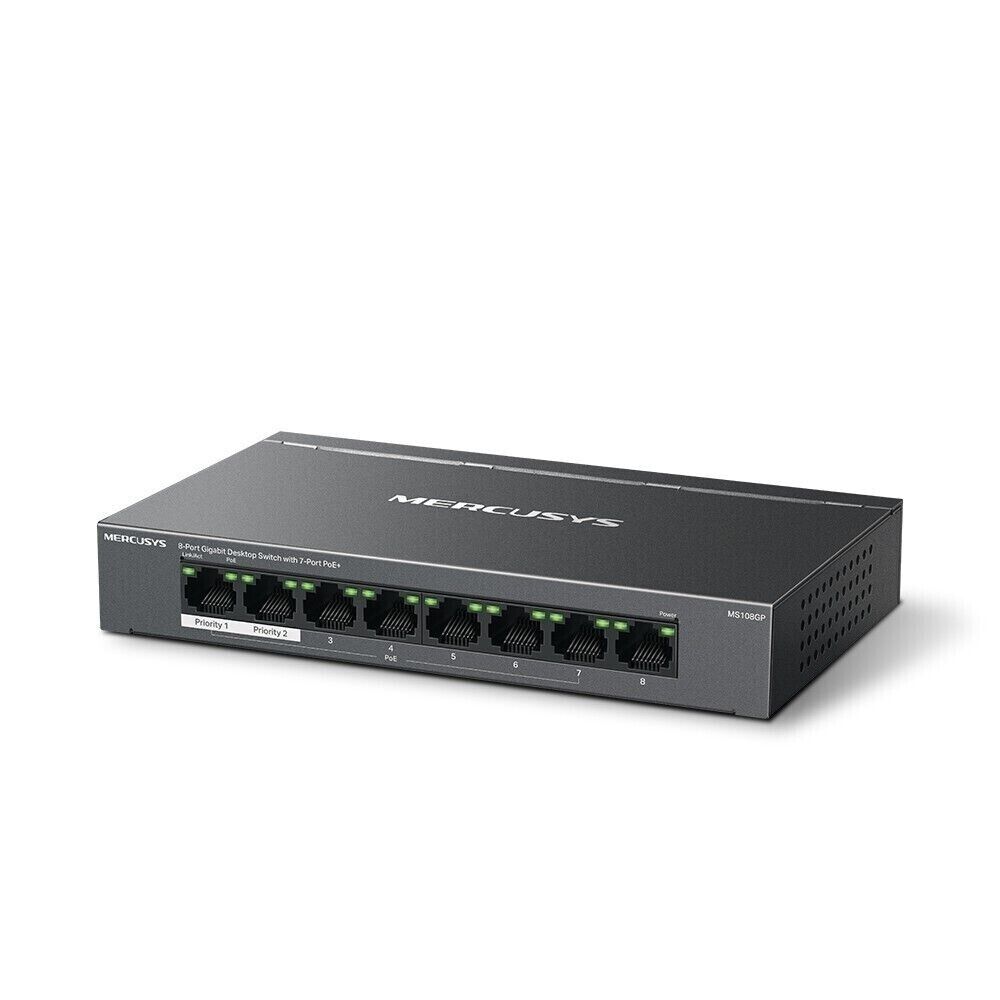 Mercusys MS108GP 8-Port Gigabit Desktop Switch with 7-Port PoE+ Long Range 65W
