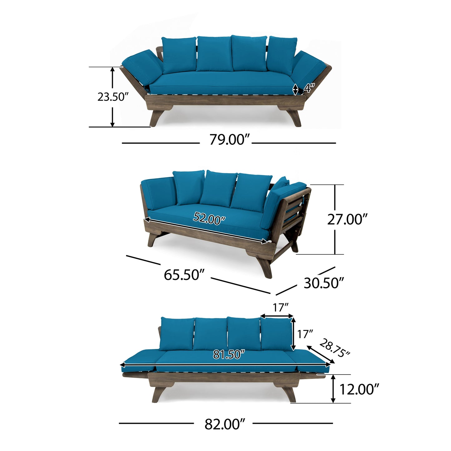 Outdoor Sofa Day Bed with Extendable Seating