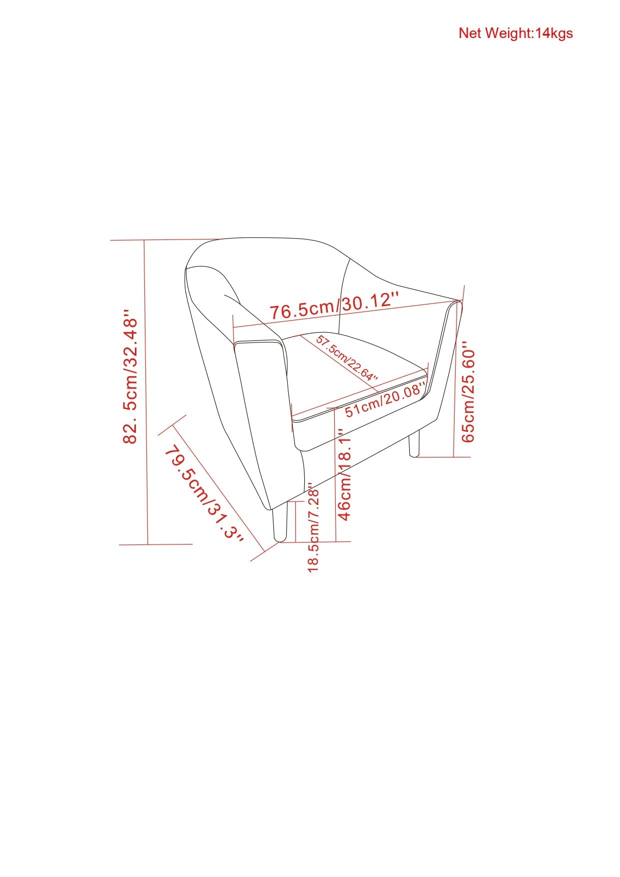 Inspiration Upholstered Armchair with Curved Back and Removable Seat Cushion