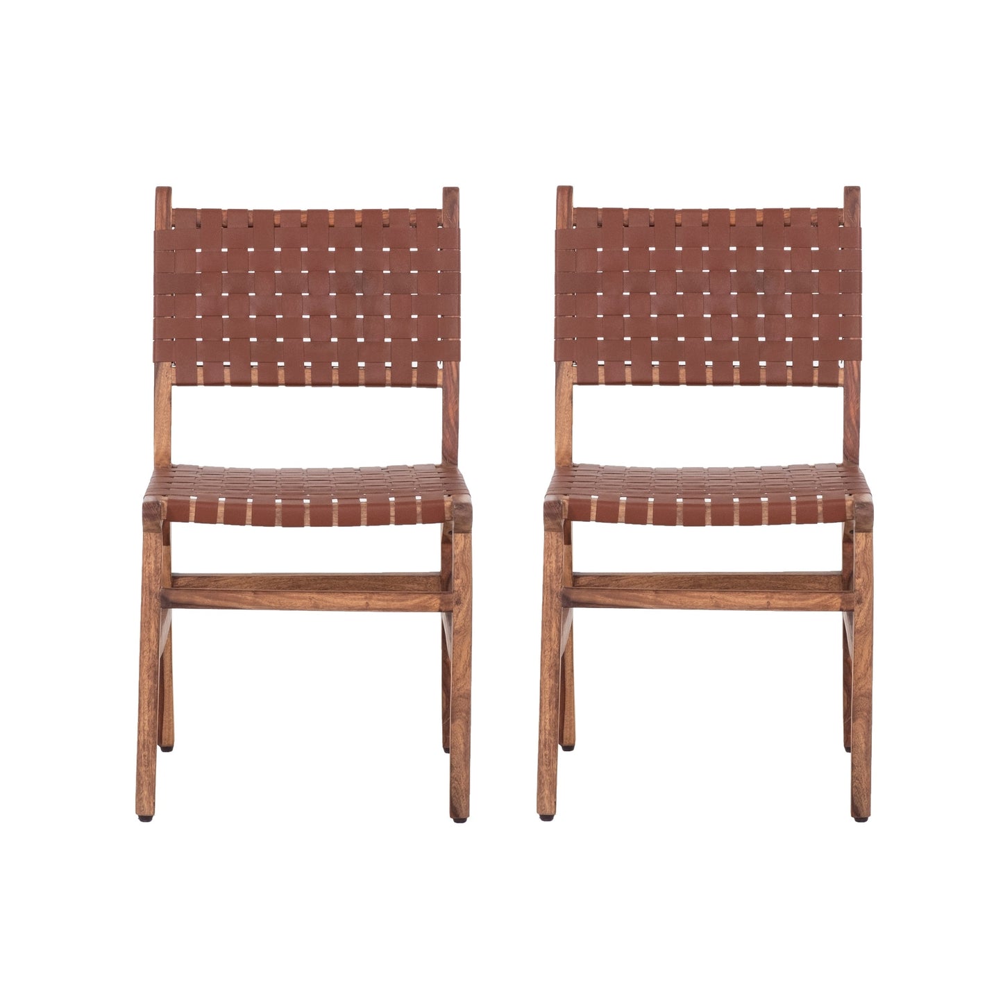 Upholstered Dining Chair with Open Back and Wood Frame, Set of 2