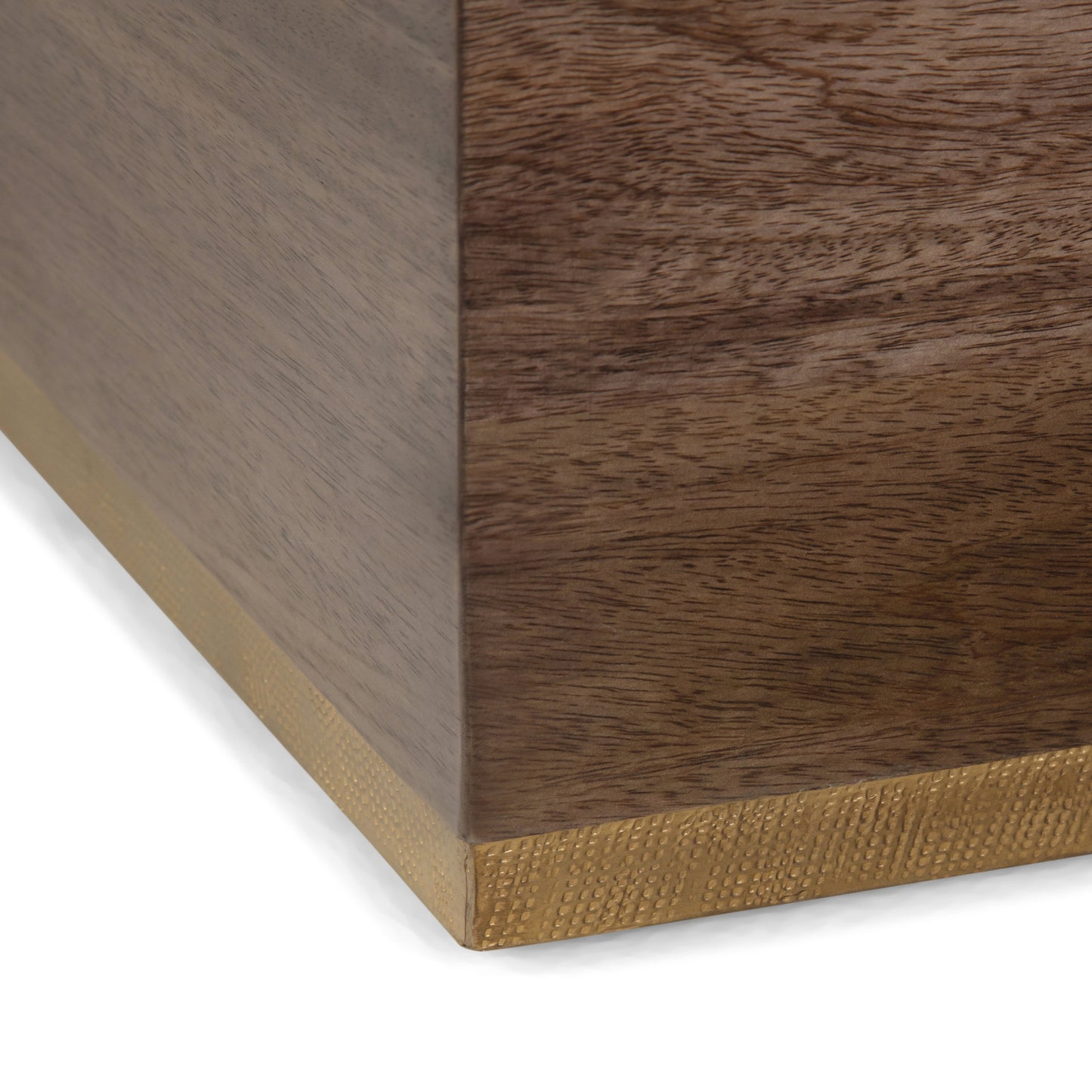 Ephemeral Square Coffee Table with Brass Accent Trim Base