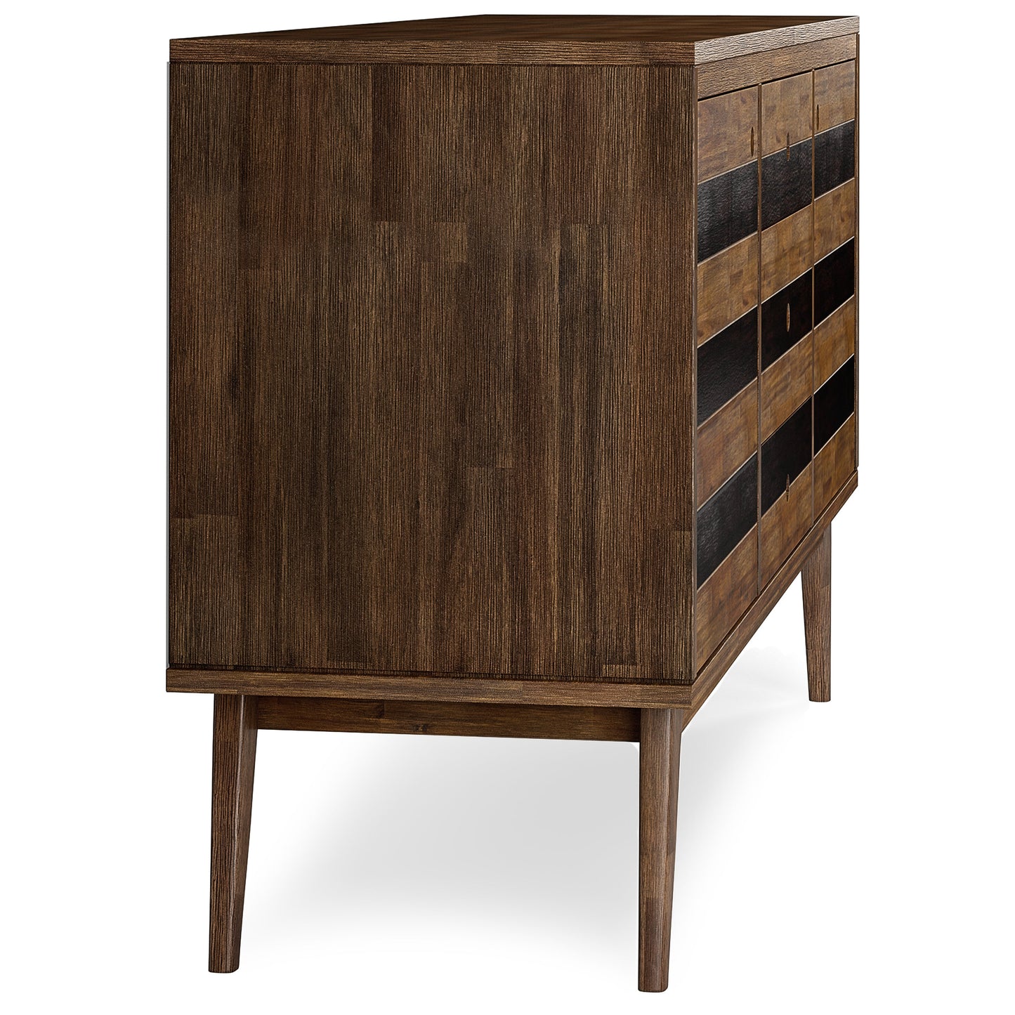 2-Door Sideboard with 3 Drawers and Adjustable Shelves, Rustic Natural Aged Brown