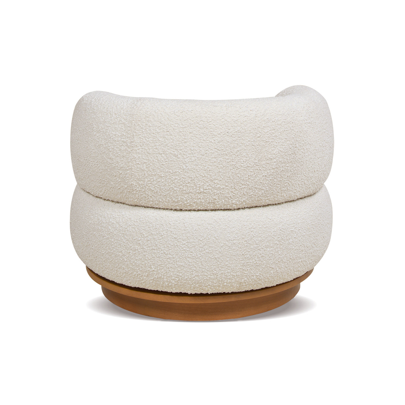 Upholstered Swivel Barrel Chair with Low Back and Wood Base
