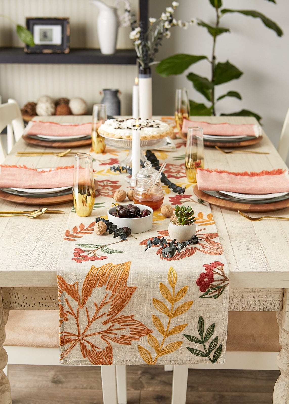 Scattered Leaves Table Runner 14X108
