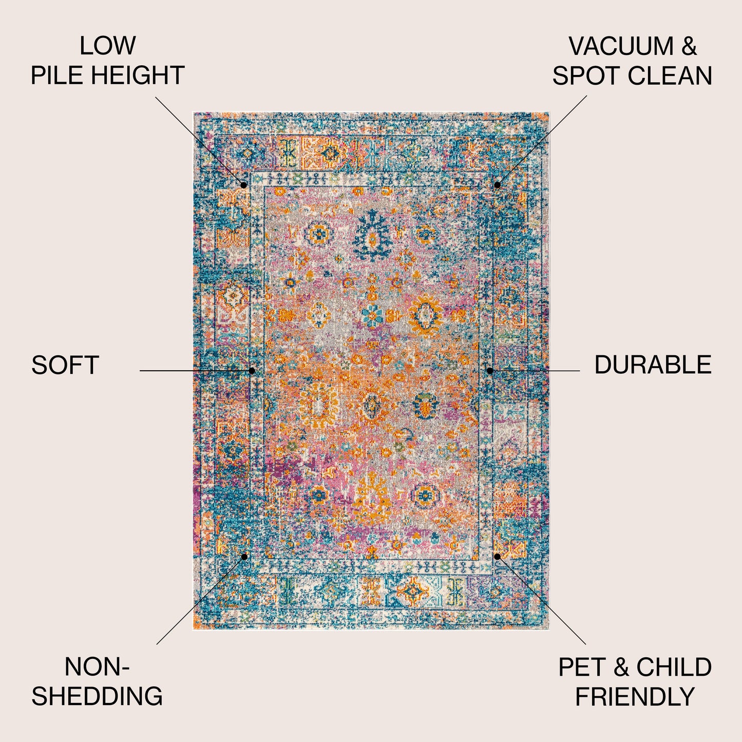 Bohemian FLAIR Boho Vintage Medallion Area Rug