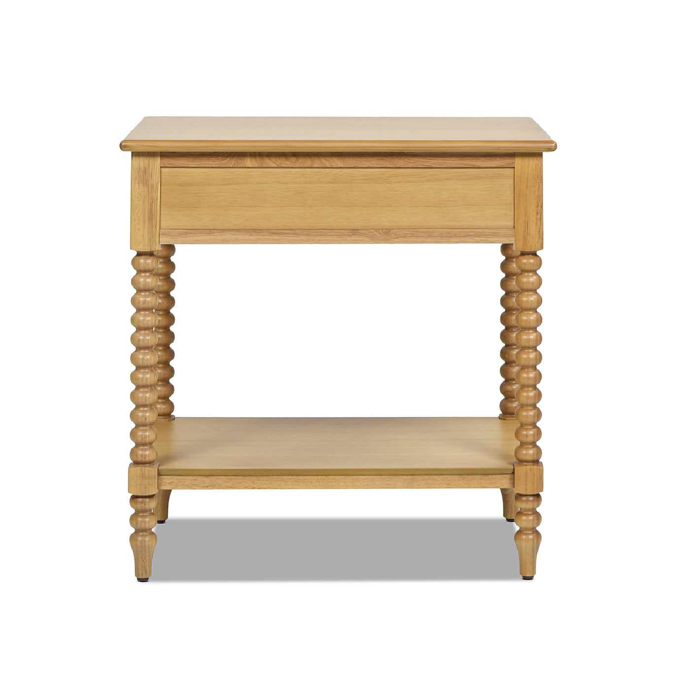 28" Side Table with Turned Legs, Shelf and Drawer