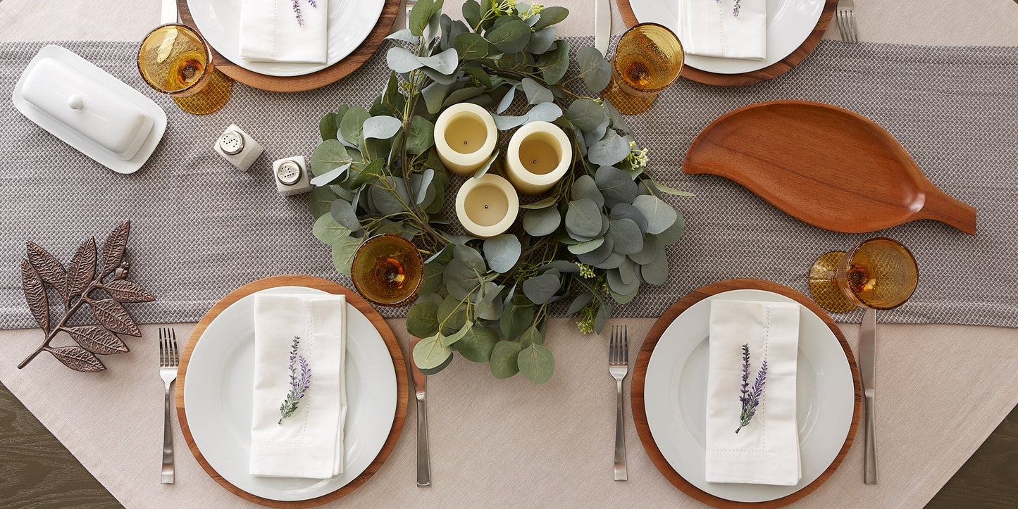 Gray Bordered Dobby  Table Runner 15X72