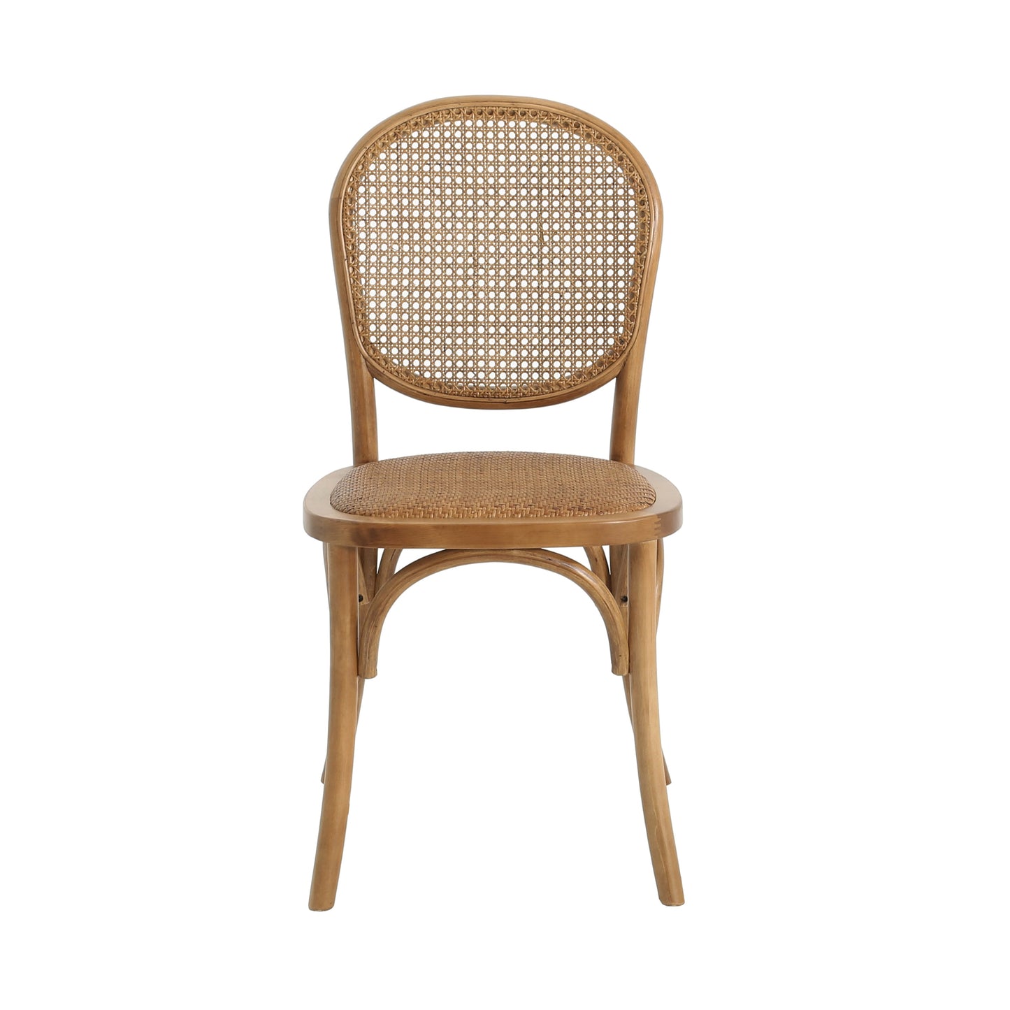 Qyros Dining Chair with Round Backrest and Curved Legs, Set of 2