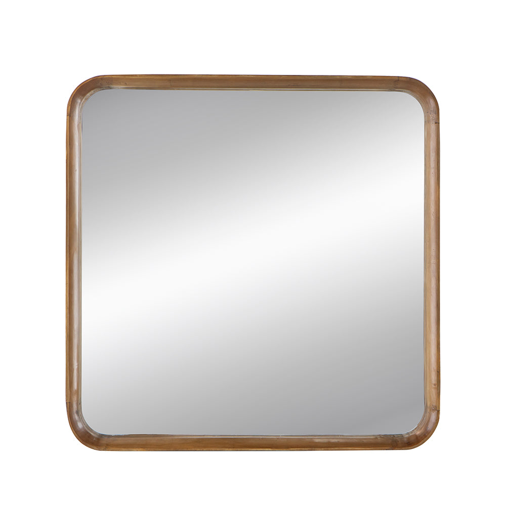 Square Wall Mirror with Wood Frame
