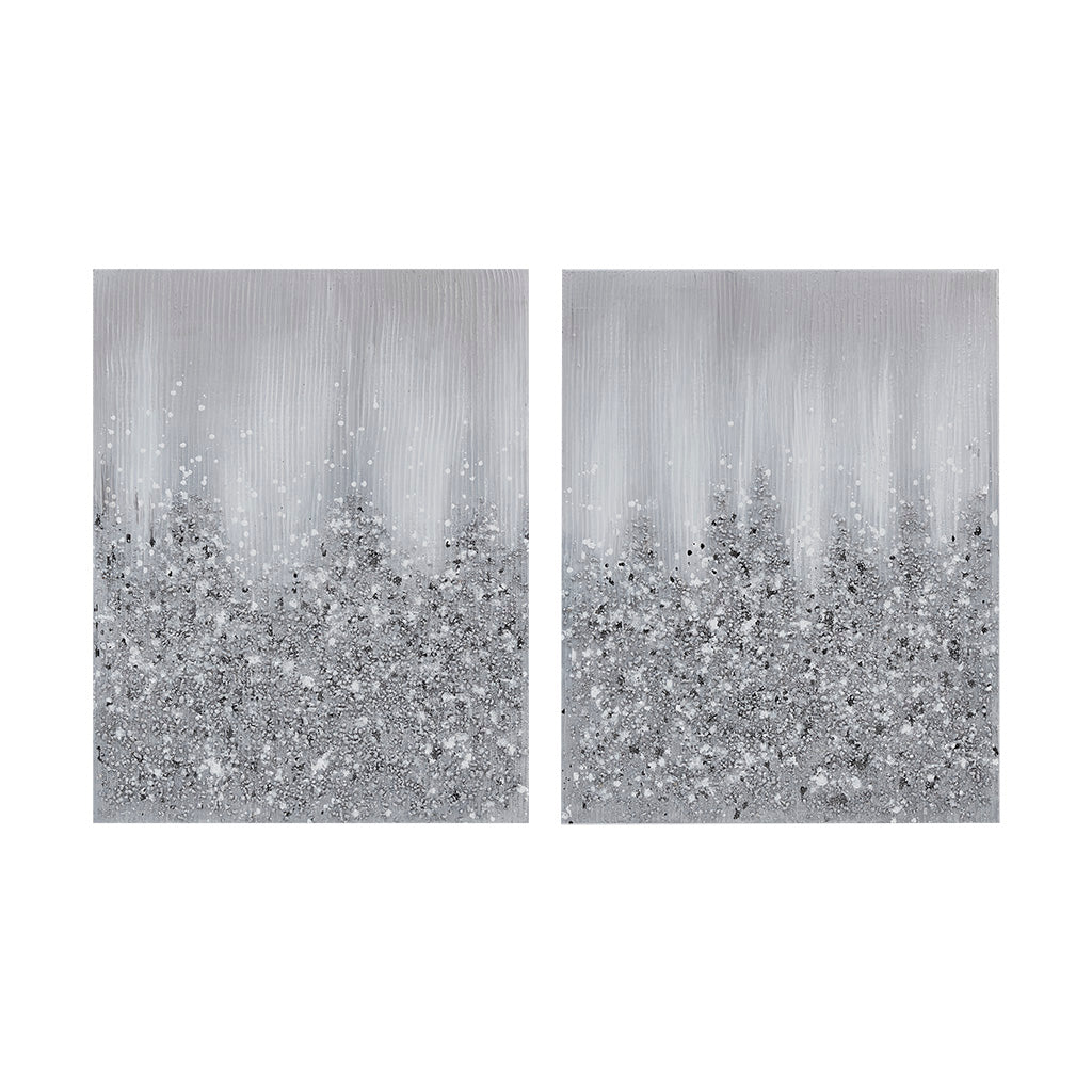 Cliffton 2-Piece Canvas Wall Art Set with Real Rock and Stone Embellishments