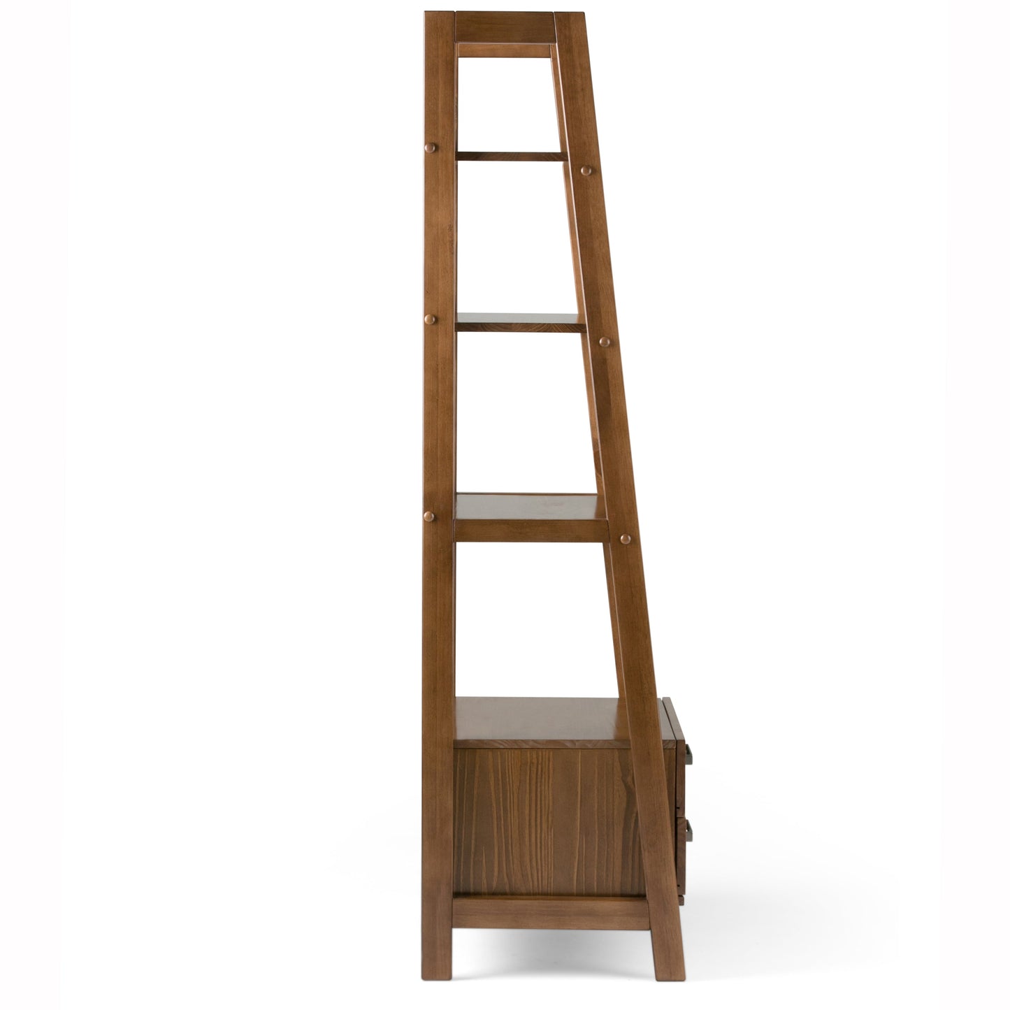 Daze Solid Wood Ladder Shelf with 4 Shelves and 2 Drawers