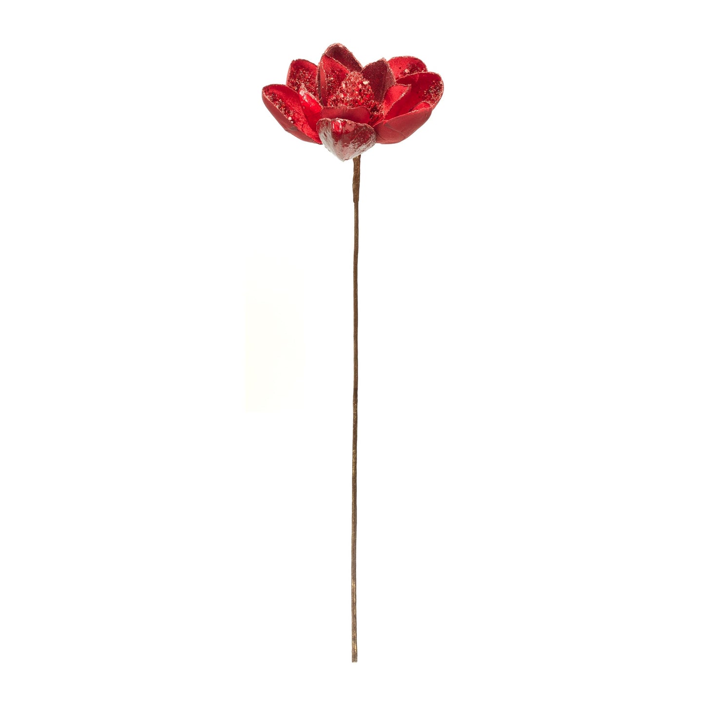 Red Velvet Magnolia Stem with Bead Accents, Set of 6