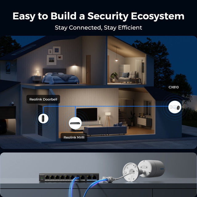 Reolink CX810 4K HDR ColorX True Color Night Vision PoE Security Camera (2 Pack)