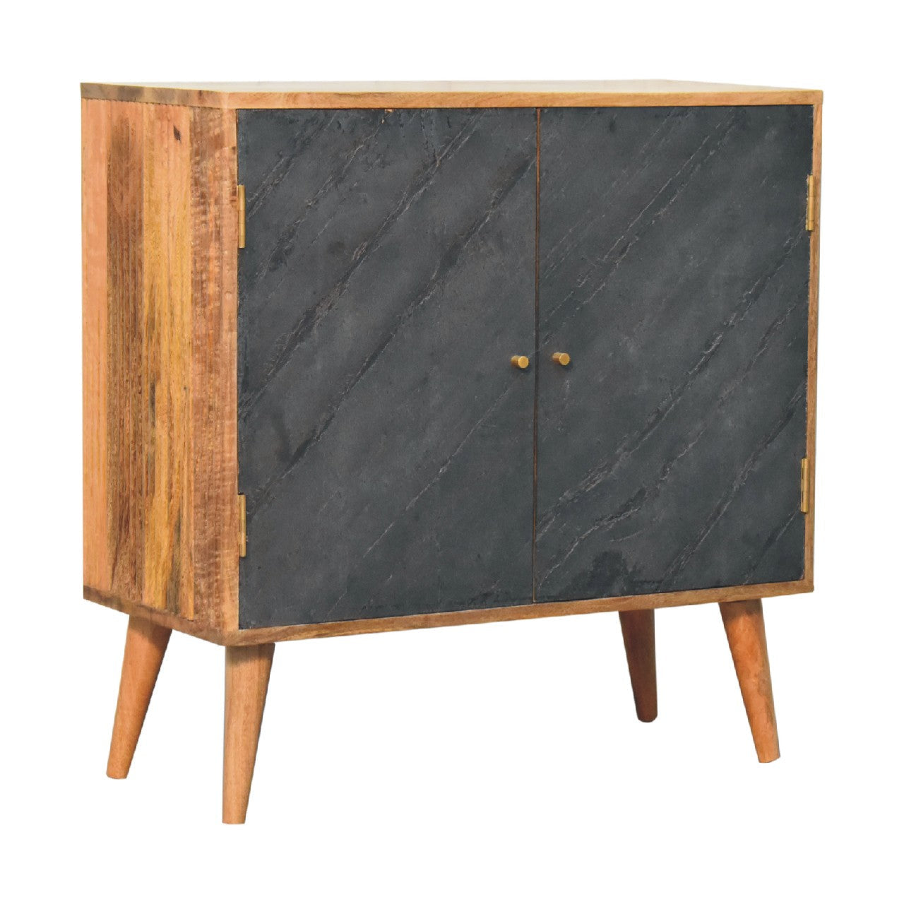 Solid Wood Cabinet with 2 Doors and Tapered Legs
