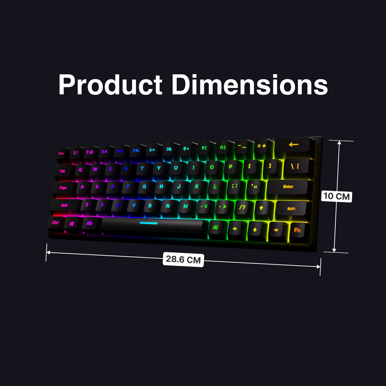 Laser Gaming Mini Mechanical Keyboard with RGB Backlight (Black)
