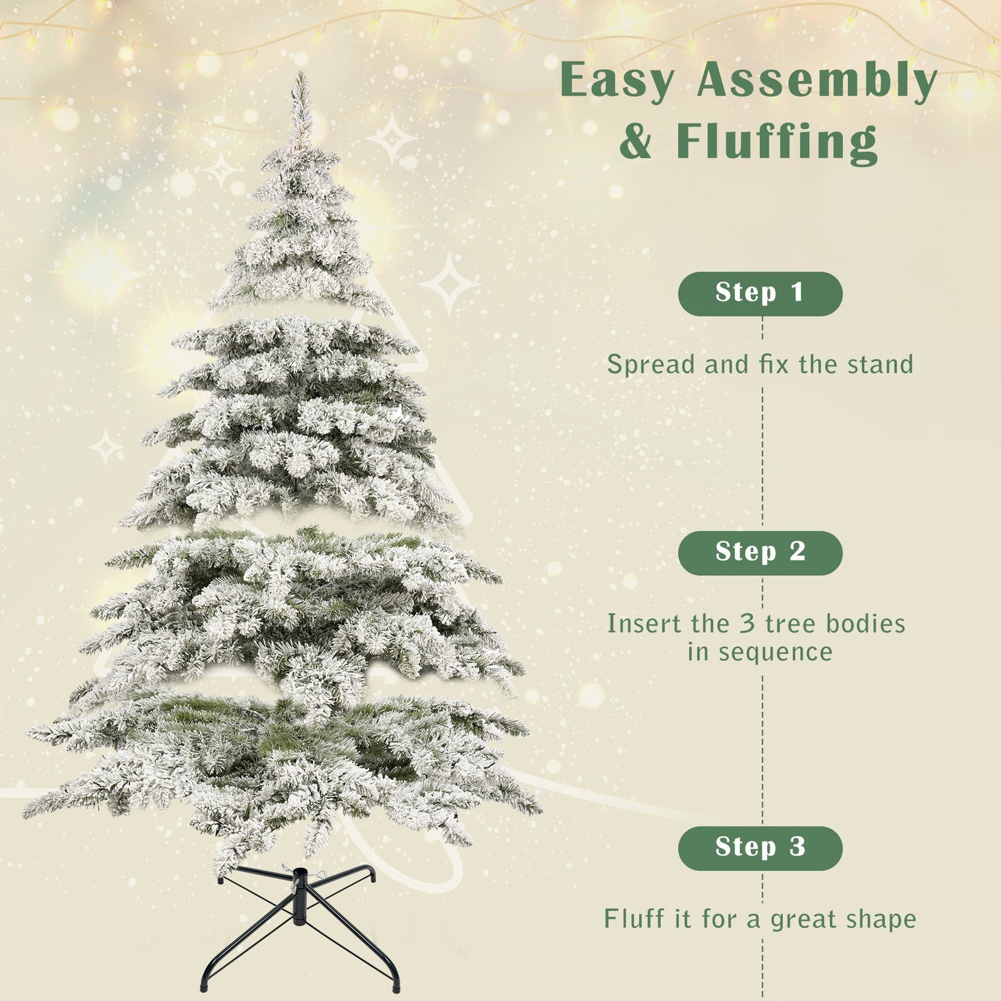 Mirvo 7.5ft Artificial Christmas Tree with 400 LED Lights and 1050 Bendable Branches, Xmas Tree Christmas Decorations