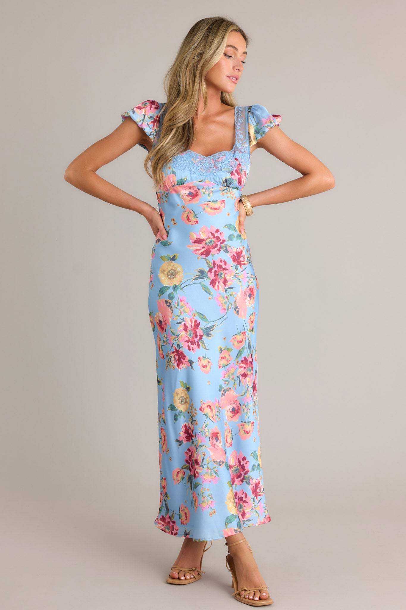 No One Better Sky Blue Floral Maxi Dress