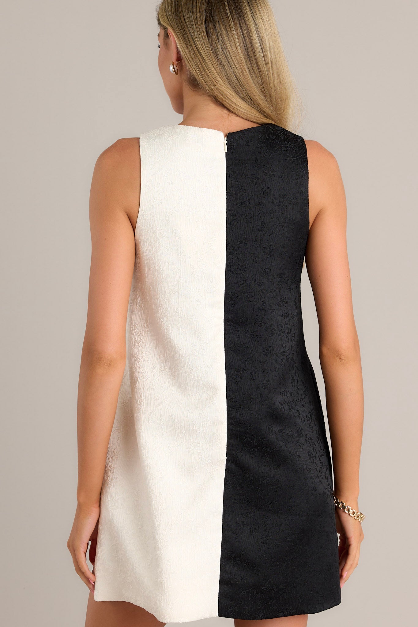 Simply Unmatched Black Jacquard Sleeveless Mini Dress