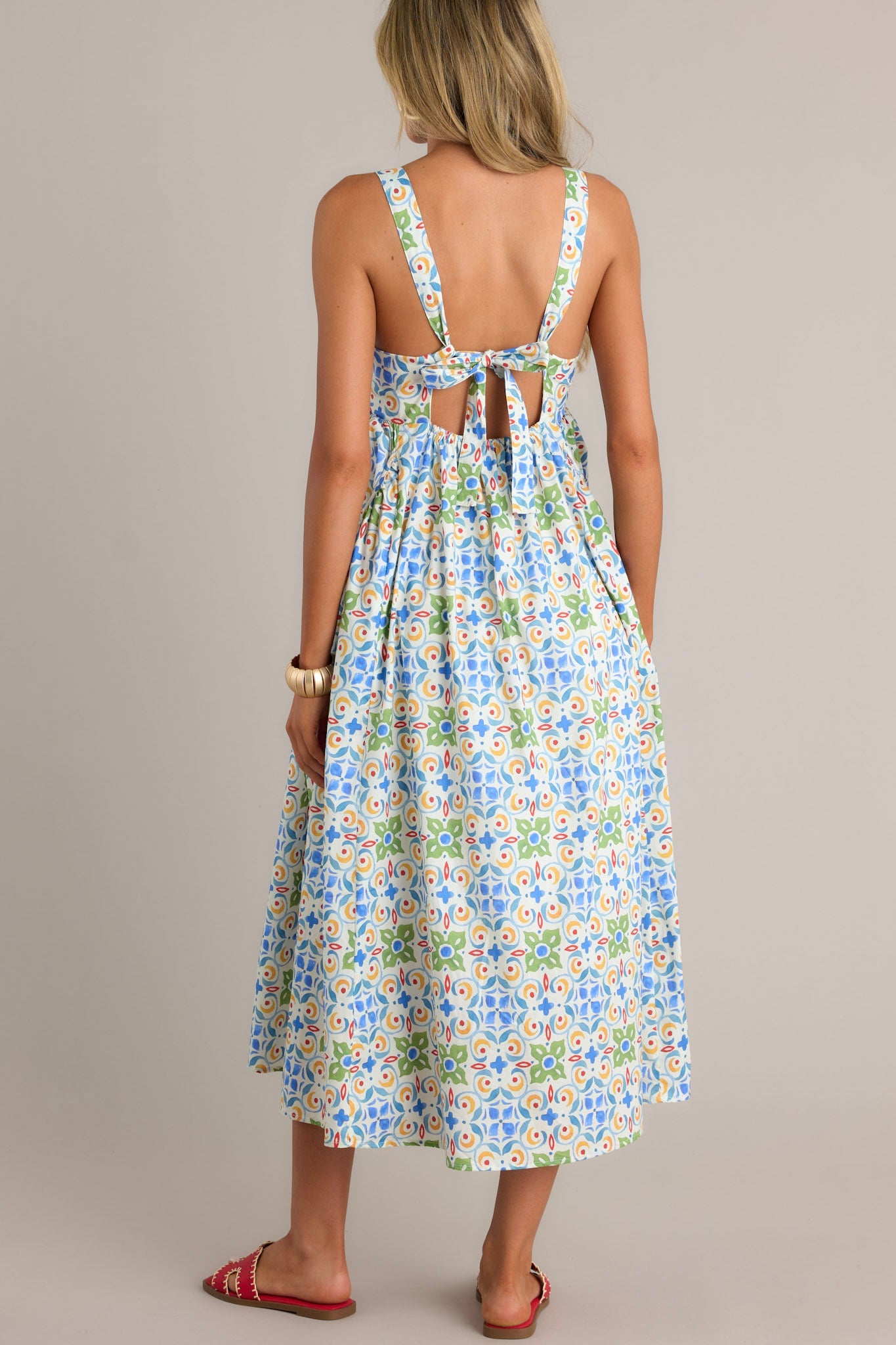 Unmatched Quality 100% Cotton White Multi Midi Dress
