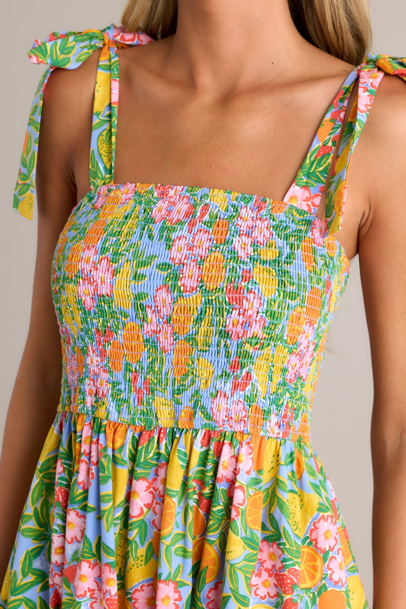 The Power Of Love Green Multi Floral Midi Dress