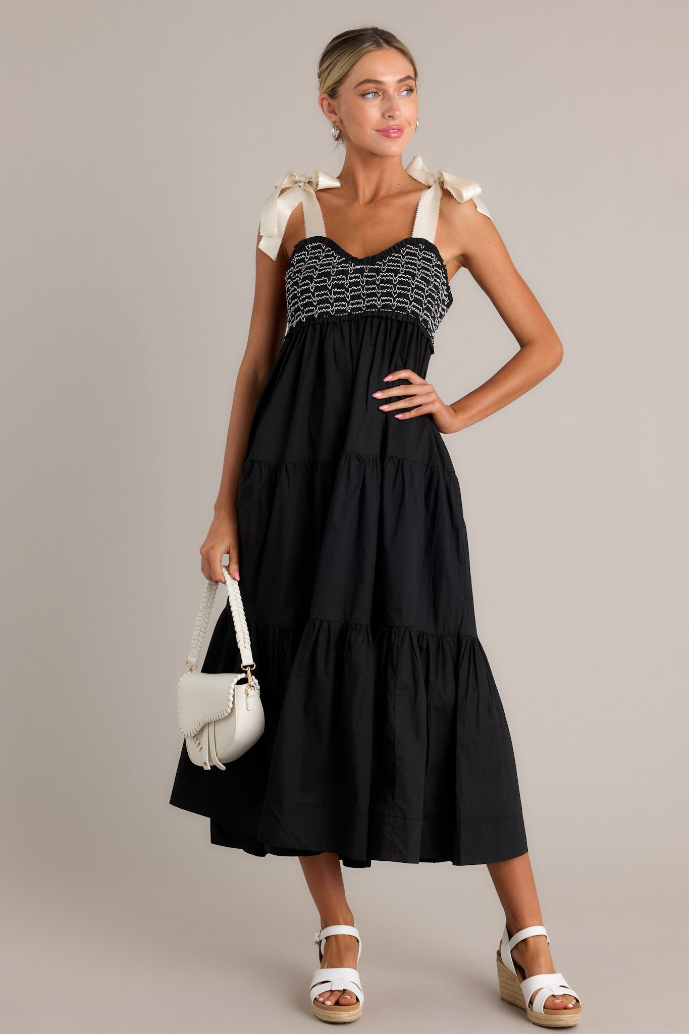 Serene Whisper 100% Cotton Black Maxi Dress