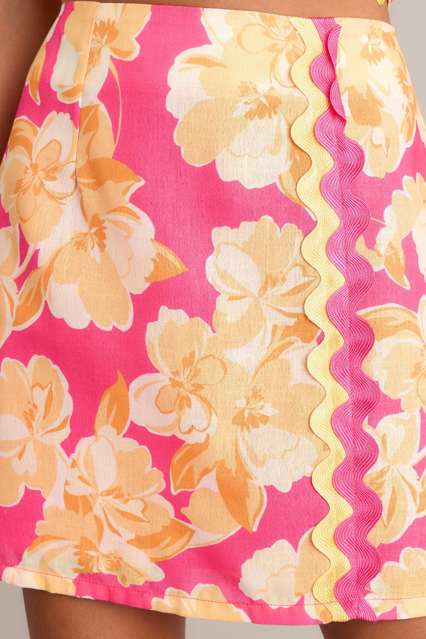 Summer Glow Pink Multi Floral Mini Skirt