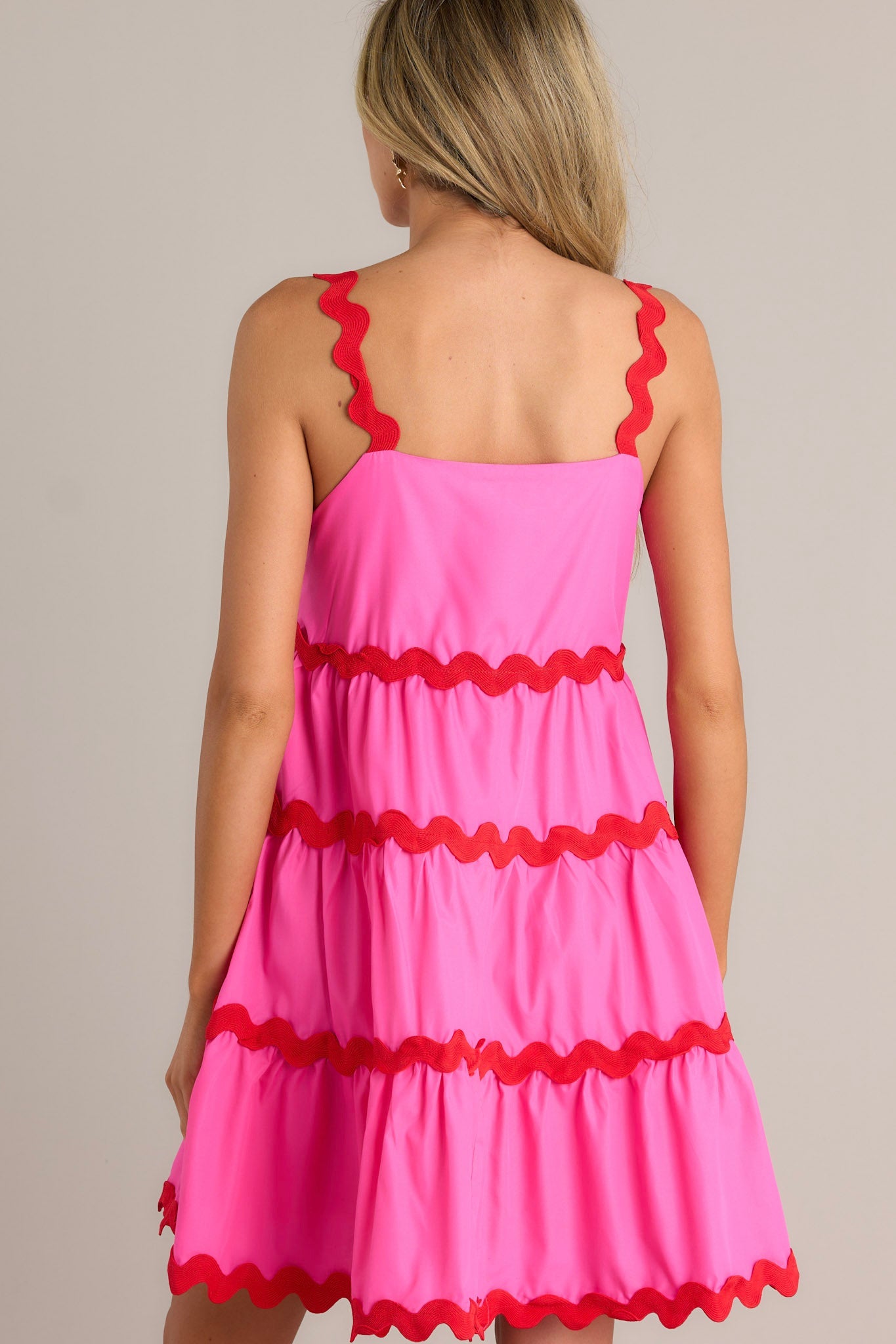 Live In The Moment Hot Pink Ricrac Mini Dress