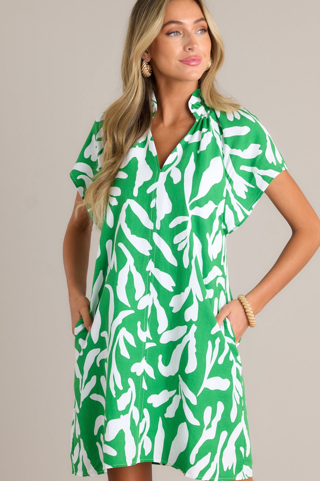 Time Of My Life Green Floral Short Sleeve Mini Dress (RESTOCK JULY)