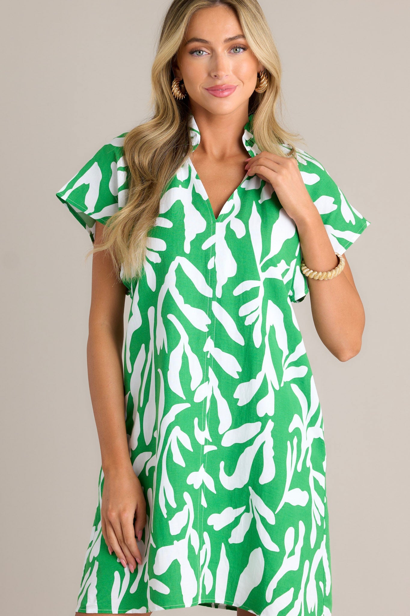 Time Of My Life Green Floral Short Sleeve Mini Dress (RESTOCK JULY)