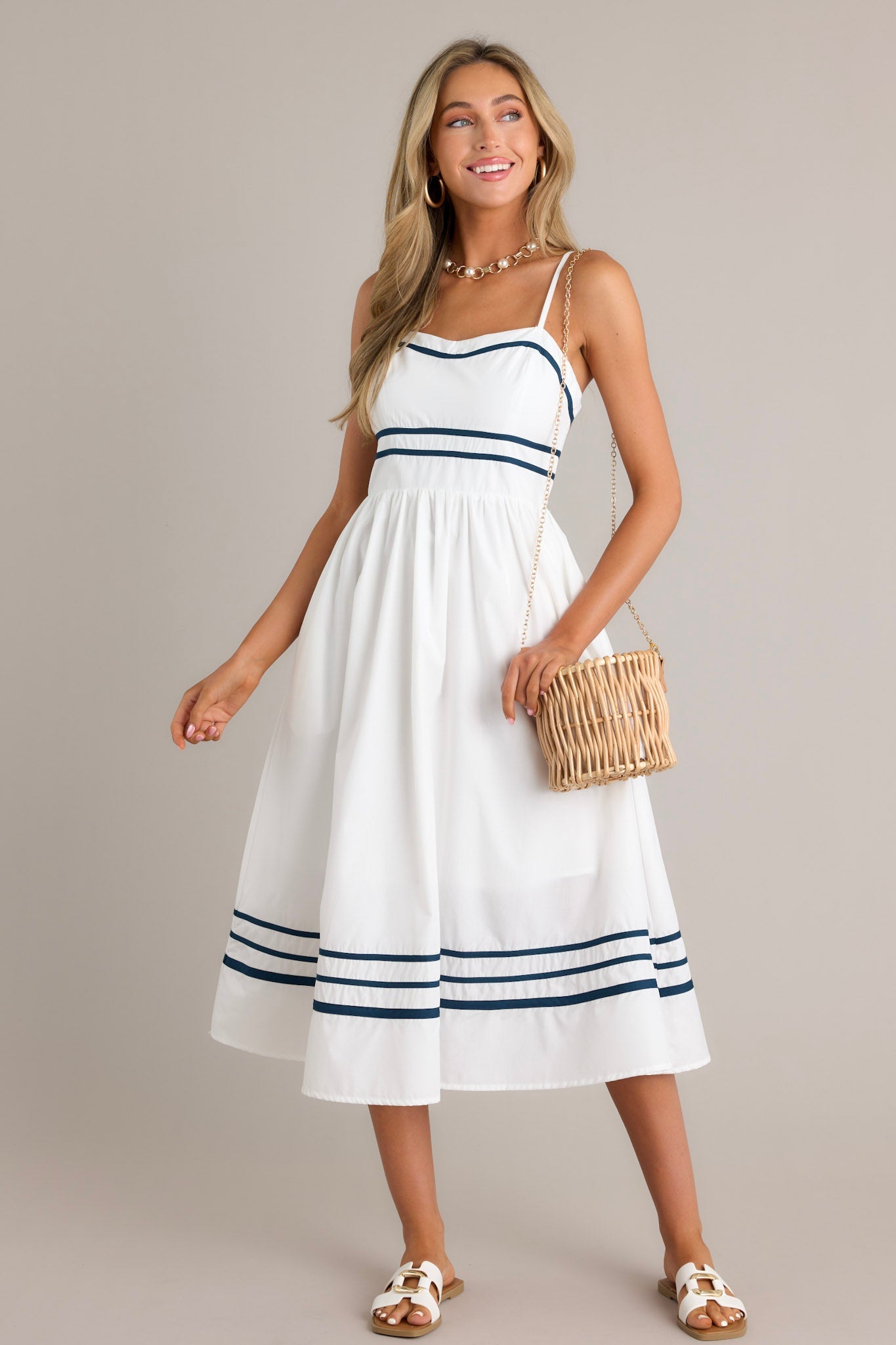 Maritime Majesty Ivory Midi Dress
