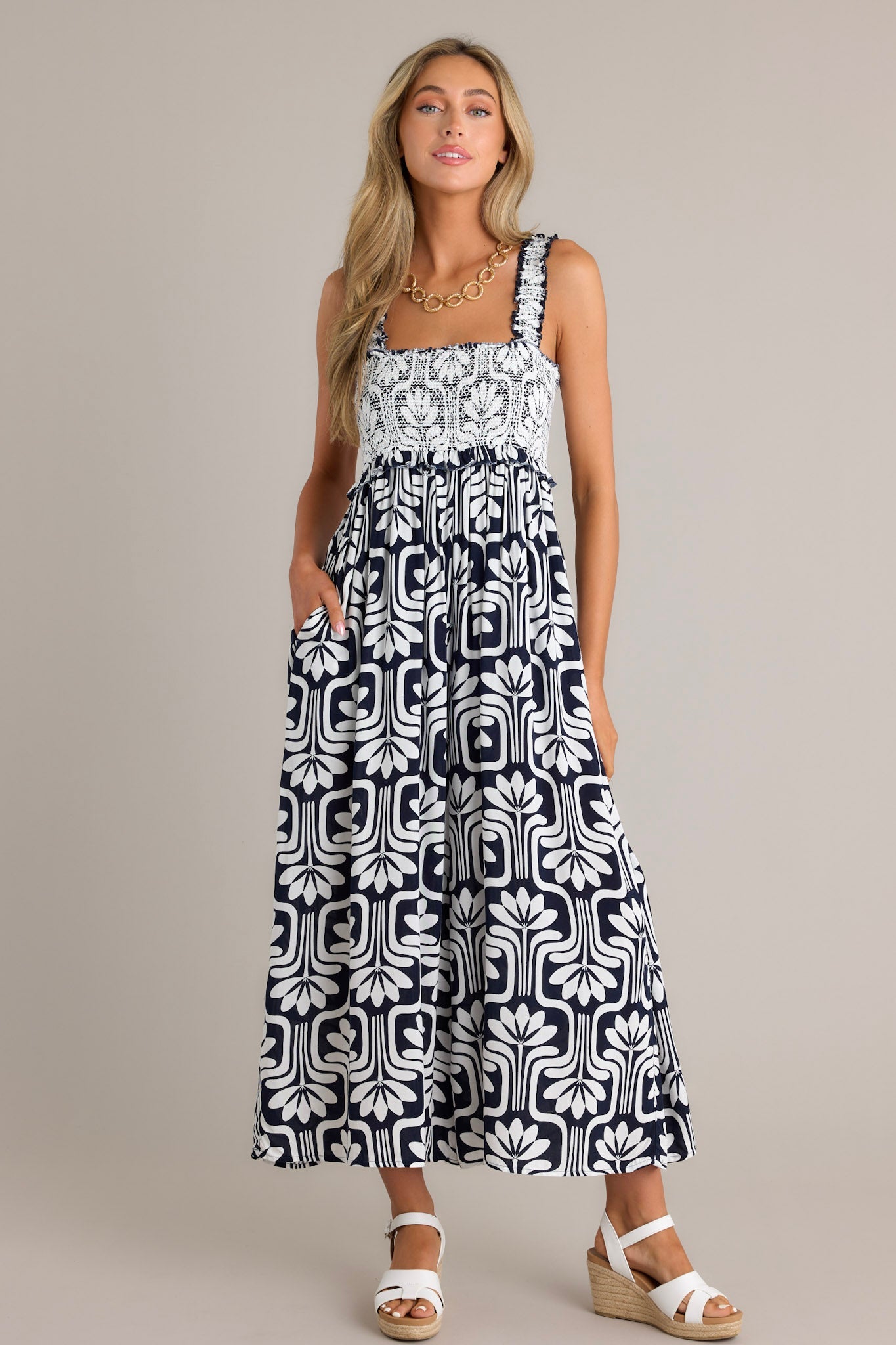 Midnight Oasis Black Tropical Print Jumpsuit