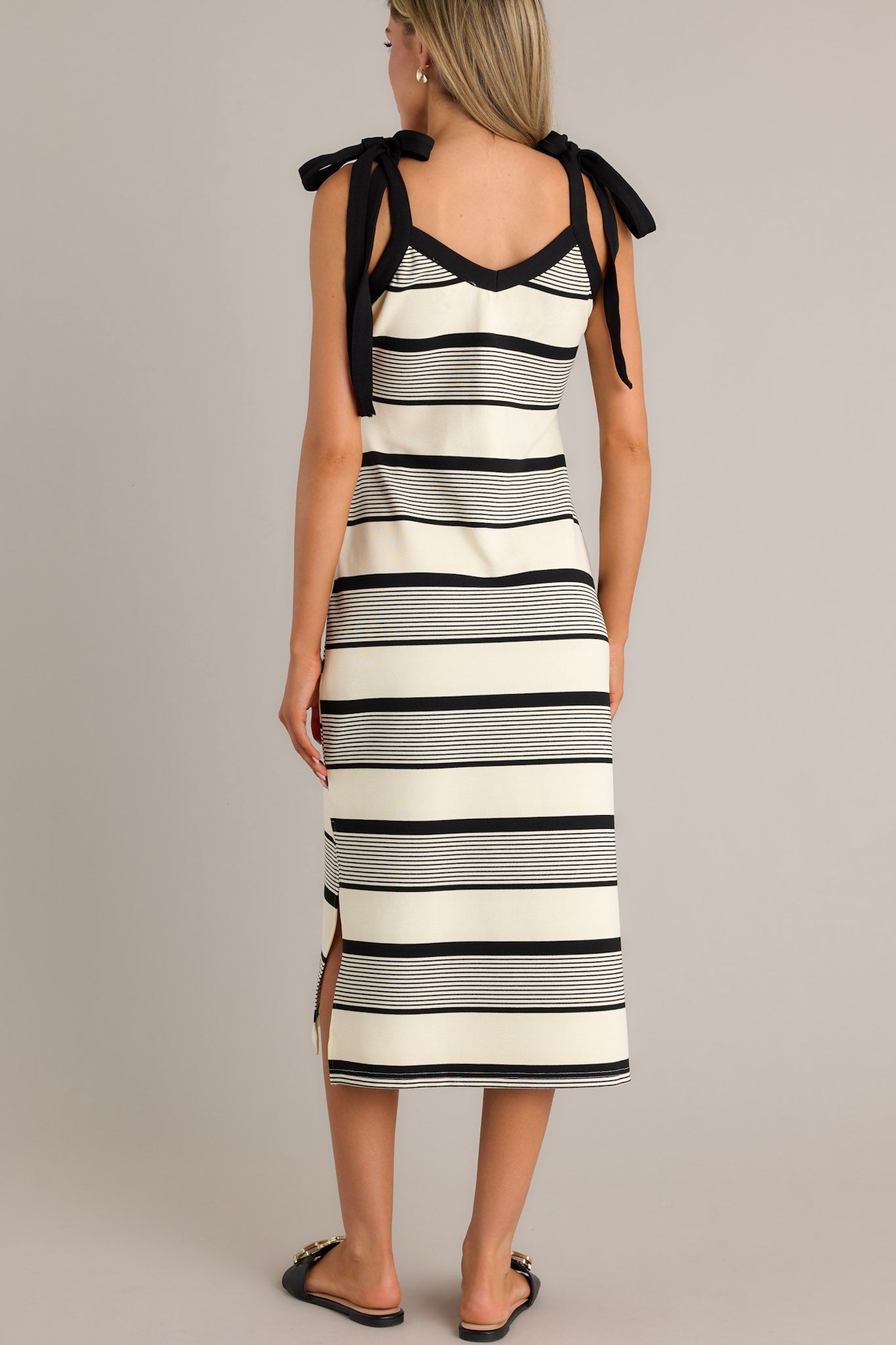 Shadow Light Black Stripe Midi Dress