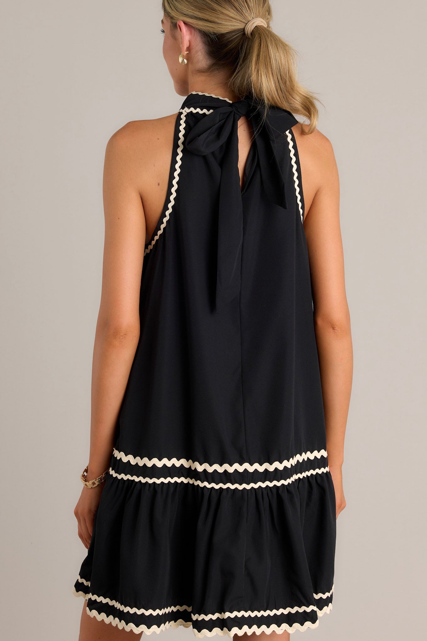 Noir Enchantment Black Ricrac Mini Dress
