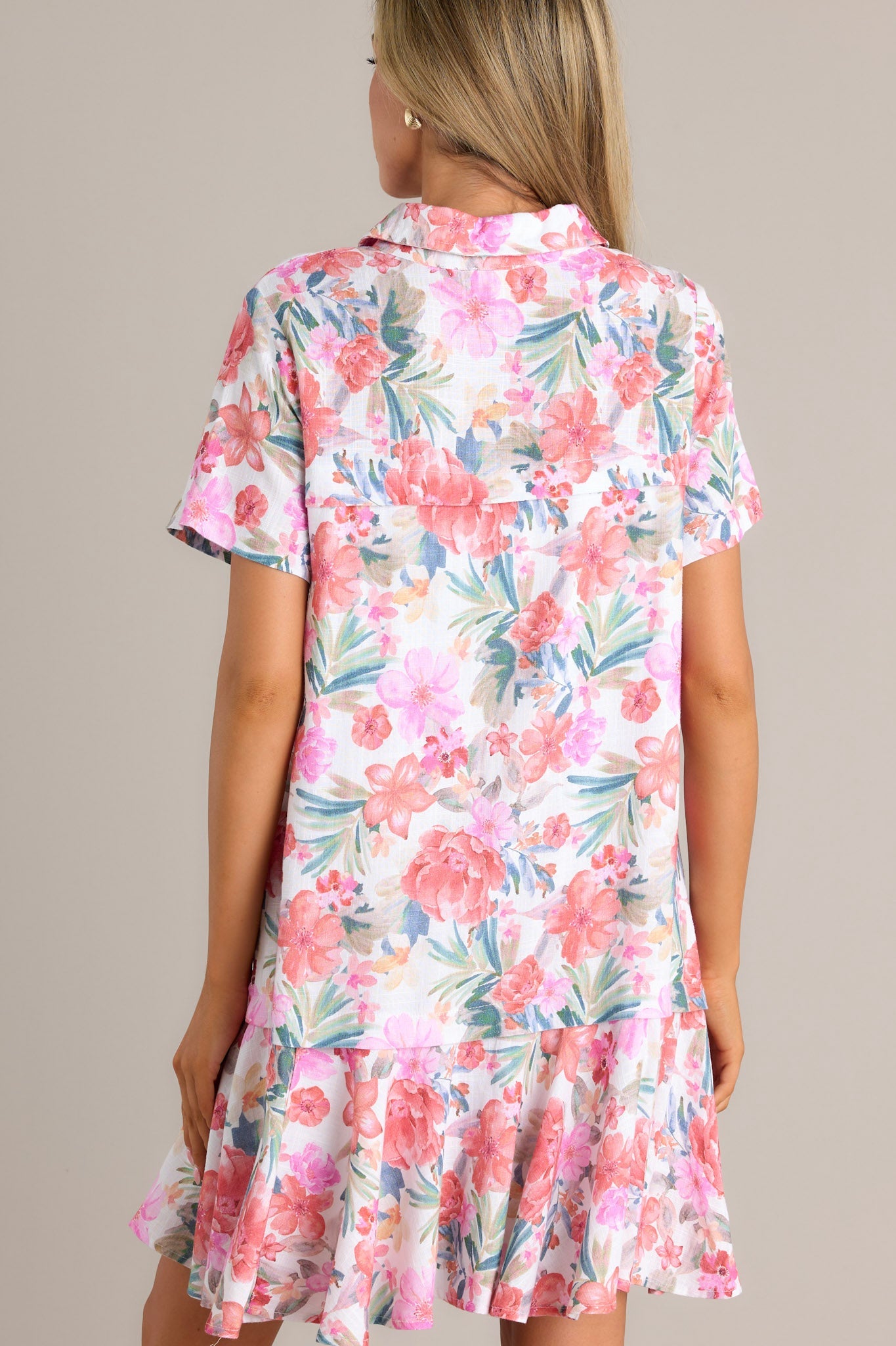 Sunset Blooms Ivory Multi Floral Mini Dress
